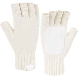 🆕Women's White Winter Chenille Warm Typing Working Texting Half Finger Gloves